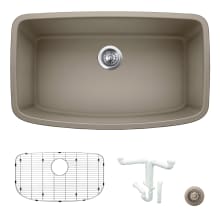 Valea 32" Undermount Single Basin Granite Composite Kitchen Sink with Basin Rack and Basket Strainer