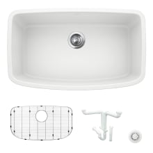 Valea 32" Undermount Single Basin Granite Composite Kitchen Sink with Basin Rack and Basket Strainer