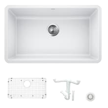 Precis 30" Undermount Single Basin Granite Composite Kitchen Sink with Basin Rack and Basket Strainer