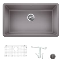 Precis 30" Undermount Single Basin Granite Composite Kitchen Sink with Basin Rack and Basket Strainer