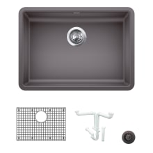 Precis 25" Undermount Single Basin Granite Composite Kitchen Sink with Basin Rack and Basket Strainer