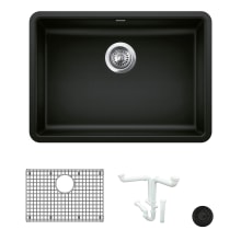 Precis 25" Undermount Single Basin Granite Composite Kitchen Sink with Basin Rack and Basket Strainer