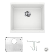 Precis 20-7/8" Undermount Single Basin Granite Composite Kitchen Sink with Basin Rack and Basket Strainer