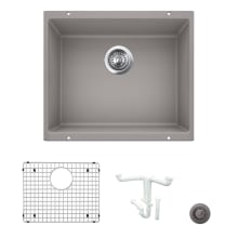 Precis 20-7/8" Undermount Single Basin Granite Composite Kitchen Sink with Basin Rack and Basket Strainer