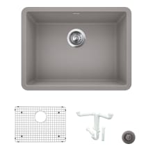 Precis 23-7/16" Undermount Single Basin Granite Composite Kitchen Sink with Basin Rack and Basket Strainer
