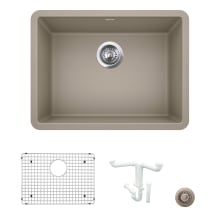 Precis 23-7/16" Undermount Single Basin Granite Composite Kitchen Sink with Basin Rack and Basket Strainer