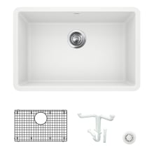 Precis 26-13/16" Undermount Single Basin Granite Composite Kitchen Sink with Basin Rack and Basket Strainer