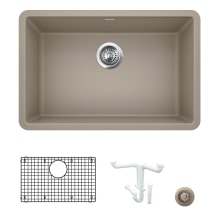 Precis 26-13/16" Undermount Single Basin Granite Composite Kitchen Sink with Basin Rack and Basket Strainer