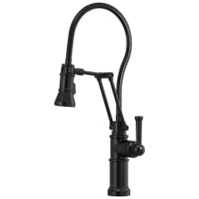 Artesso 1.8 GPM Pre-Rinse Pull-Down Kitchen Faucet with Dual Jointed Articulating Arm, Magnetic Docking Spray Head and Metal Finished Hose