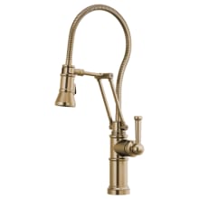 Artesso 1.8 GPM Pre-Rinse Pull-Down Kitchen Faucet with Dual Jointed Articulating Arm, Magnetic Docking Spray Head and Metal Finished Hose