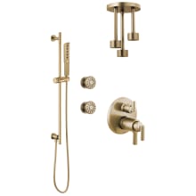 Levoir Thermostatic Shower System with Pendant Raincan Showerhead, Body Sprays and Hand Shower - Rough-in Valve Included