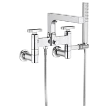 Kintsu Knob Handle Wall Mounted Tub Filler with Integrated Diverter and Hand Shower