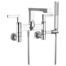 Frank Lloyd Wright Wall Mounted Tub Filler with Integrated Diverter and Hand Shower