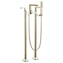 Frank Lloyd Wright Floor Mounted Tub Filler with Integrated Diverter and Hand Shower - Less Rough-In