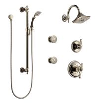 Thermostatic Shower System with Rain Shower Head, Hand Shower with Slide Bar, 6 Function Diverter, and 2 Body Sprays from the Charlotte Collection
