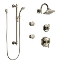 Thermostatic Shower System with Rain Shower Head, Hand Shower with Slide Bar, 6 Function Diverter, and 2 Body Sprays from the Charlotte Collection