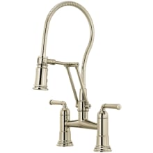 Rook 1.8 GPM Bridge Kitchen Faucet with Articulating Arm and Metal Finished Hose - Limited Lifetime Warranty