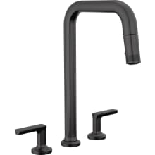 Kintsu 1.8 GPM Widespread Pull Down Kitchen Faucet with Square Spout - Less Handles