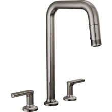Kintsu 1.8 GPM Widespread Pull Down Kitchen Faucet with Square Spout - Less Handles