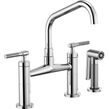 Litze Double Handle Angled Spout Bridge Kitchen Faucet with Knurled Handle - Limited Lifetime Warranty