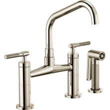 Litze Double Handle Angled Spout Bridge Kitchen Faucet with Knurled Handle - Limited Lifetime Warranty