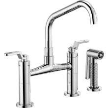 Litze Double Handle Angled Spout Bridge Kitchen Faucet with Industrial Handle - Limited Lifetime Warranty