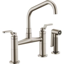 Litze Double Handle Angled Spout Bridge Kitchen Faucet with Industrial Handle - Limited Lifetime Warranty