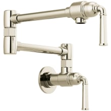 Rook 4 GPM Wall Mounted Double Handle Pot Filler Faucet with Brass Handles