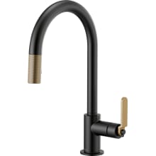 Litze Single Handle Arc Spout Pull Down Kitchen Faucet with Industrial Handle - Limited Lifetime Warranty