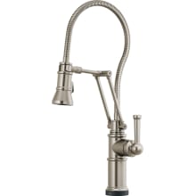 Artesso 1.8 GPM Pre-Rinse Pull-Down Kitchen Faucet with Dual Jointed Articulating Arm, Magnetic Docking Spray Head, On/Off Touch Activation and Metal Finished Hose