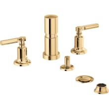 Invari Widespread Bidet Faucet with 2 Lever Handles and Pop-Up Drain Assembly