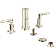 Invari Widespread Bidet Faucet with 2 Lever Handles and Pop-Up Drain Assembly