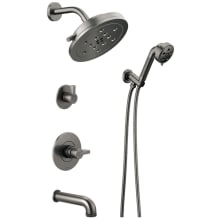 Litze Pressure Balanced Tub and Shower System with Shower Head and Hand Shower Less Handles - Rough-in Valve Included