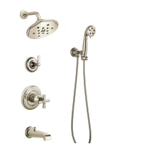 Rook Pressure Balanced Tub and Shower System with Cross Handle Mixing Trim, Shower Head and Hand Shower - Rough-in Valve Included
