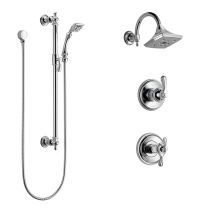 Thermostatic Shower System with Rain Shower Head, Hand Shower with Slide Bar, and 3 Function Diverter from the Charlotte Collection