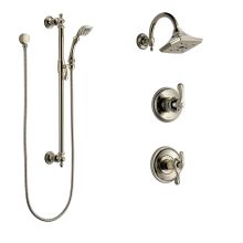 Thermostatic Shower System with Rain Shower Head, Hand Shower with Slide Bar, and 3 Function Diverter from the Charlotte Collection