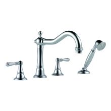 Deck Mounted Roman Tub Filler Double Handle with Metal Lever Handles and Personal Hand Shower from the Tresa Collection