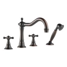 Deck Mounted Roman Tub Filler Double Handle with Metal Cross Handles and Personal Hand Shower from the Tresa Collection