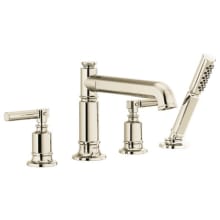 Invari Deck Mounted Roman Tub Filler with Built-In Diverter - Includes Hand Shower, Less Handles and Rough-In