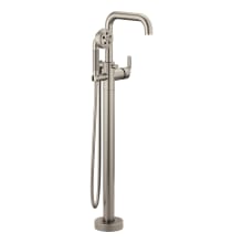 Litze Floor Mounted Tub Filler with Built-In Diverter - Includes Hand Shower, Less Handles and Rough-In