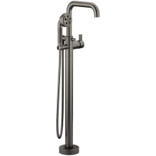 Litze Floor Mounted Tub Filler with Built-In Diverter - Includes Hand Shower, Less Handles and Rough-In
