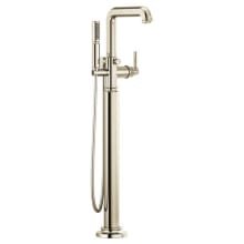 Invari Floor Mounted Tub Filler with Built-In Diverter - Includes Hand Shower, Less Handles and Rough-In