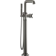 Invari Floor Mounted Tub Filler with Built-In Diverter - Includes Hand Shower, Less Handles and Rough-In