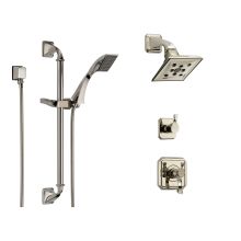 Thermostatic Shower System with Rain Shower Head, Hand Shower with Slide Bar, and 3 Function Diverter from the Virage Collection