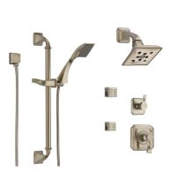 Thermostatic Shower System with Rain Shower Head, Hand Shower with Slide Bar, 6 Function Diverter, and 2 Body Sprays from the Virage Collection