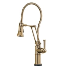 Artesso 1.8 GPM Pre-Rinse Pull-Down Kitchen Faucet with Dual Jointed Articulating Arm, Magnetic Docking Spray Head, On/Off Touch Activation and Metal Finished Hose