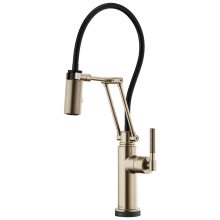 Litze Pull-Down Kitchen Faucet with Dual Jointed Articulating Arm, Knurled Handle, Magnetic Docking Spray Head and On/Off Touch Activation - Limited Lifetime Warranty (5 Year on Electronic Parts)