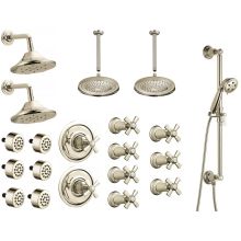 Rook Custom Thermostatic Shower System with Wall and Ceiling Showerheads, Volume Controls, Body Sprays, and Hand Shower - Valves Included