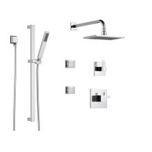 Thermostatic Shower System with Rain Shower Head, Hand Shower with Slide Bar, 6 Function Diverter, and 2 Body Sprays from the Siderna Collection