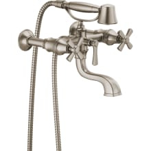 Rook Two Handle Tub Filler Trim Kit with Hand Shower and Cross Handles - Less Body Assembly and Union